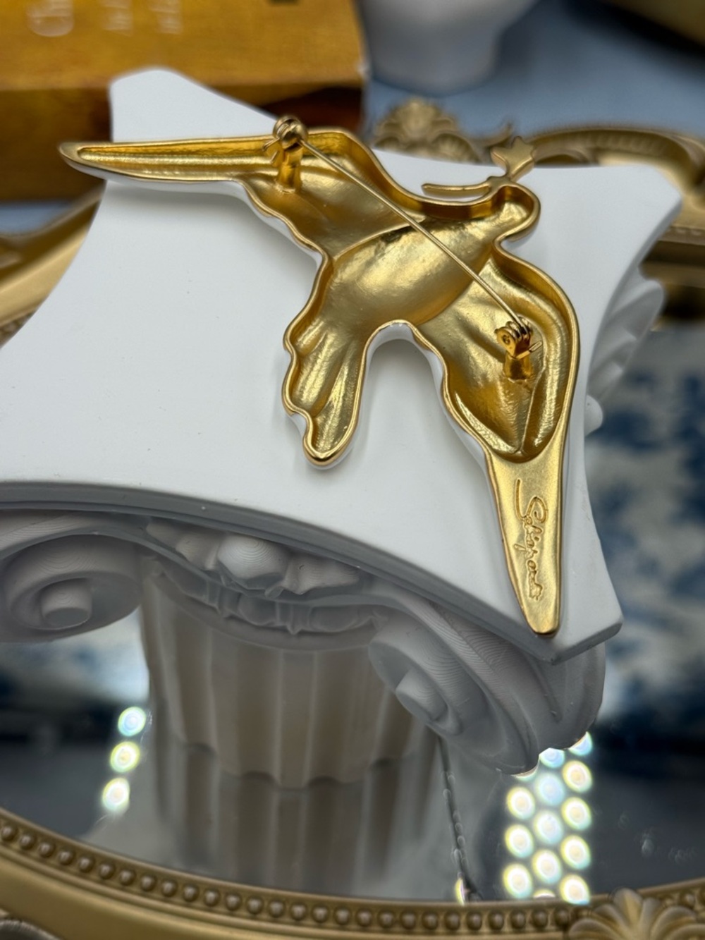 🆕 SCHIAPARELLI for Museum Gift Shop 🧿 NWOT White Dove Bird of Peace Brooch - Picture 8 of 16
